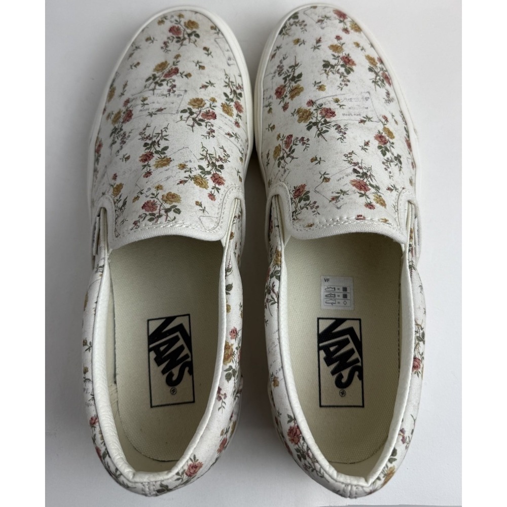Vans Floral Marshmallow Slip On Canvas Sneaker Size 10 Skater Shoe Cottagecore - Picture 9 of 11